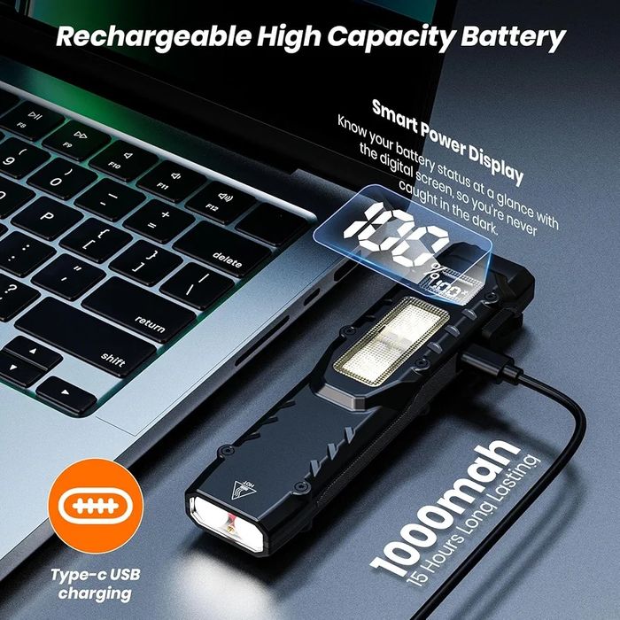 Многофункционален фенер, 1000mAh, 5-степенно регулиране, ярка светлина