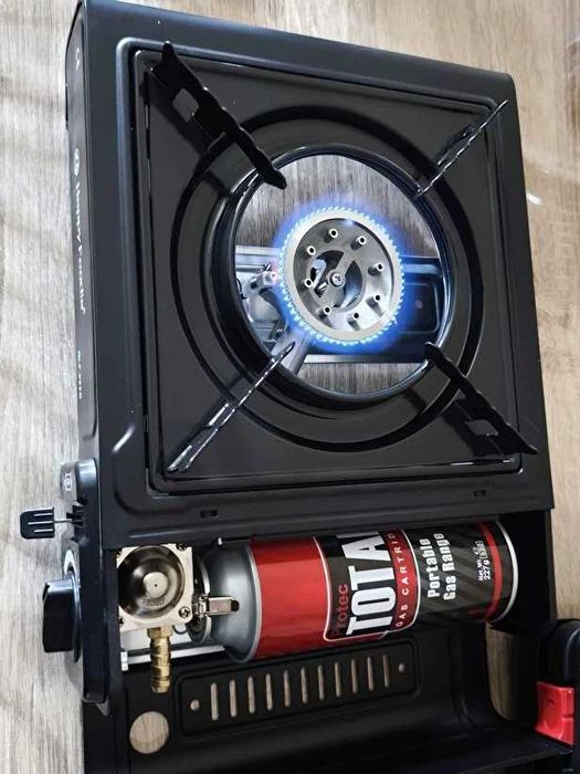 Kit Gatit Camping: Aragaz Portabil + Arzator + 6 Butelii