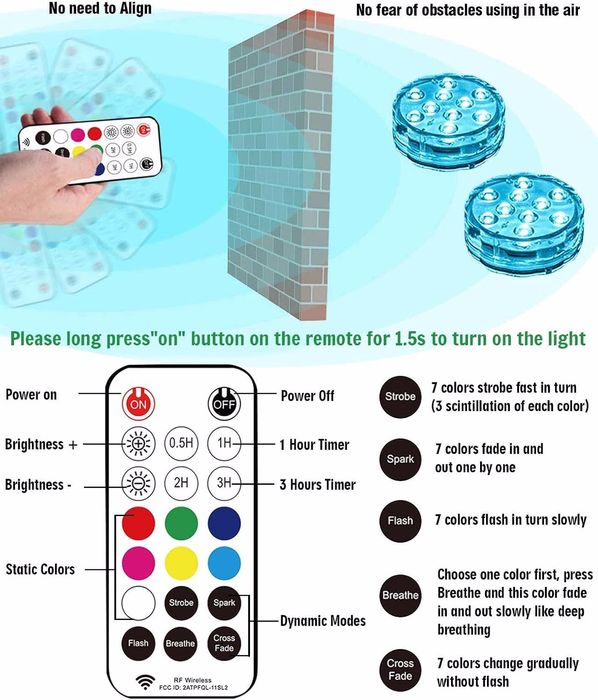 Set 2 lumini subacvatice LED Piscina Telecomanda