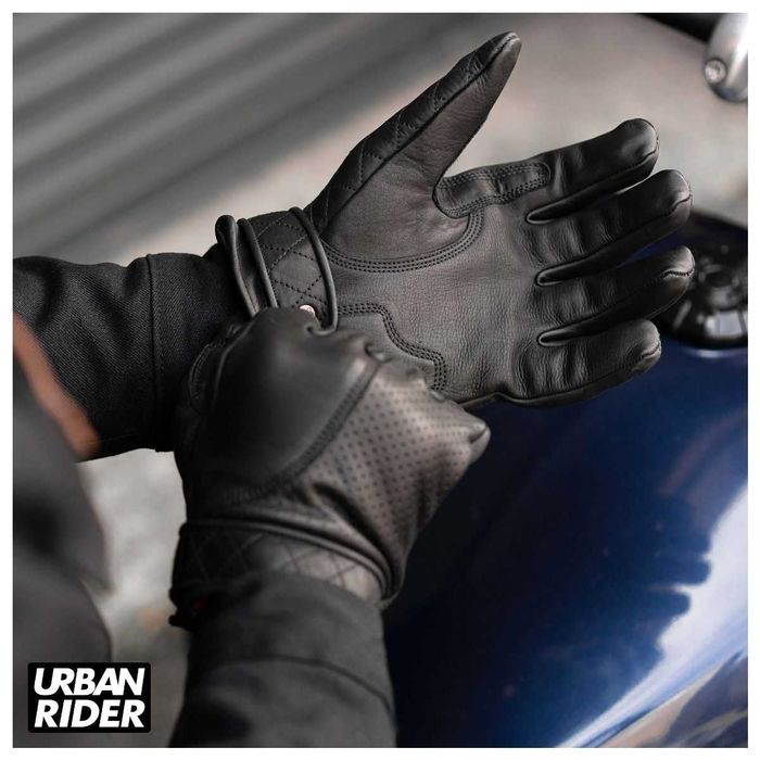 Кожени мотоциклетни ръкавици.  Goldtop Short Bobber Gloves - Black