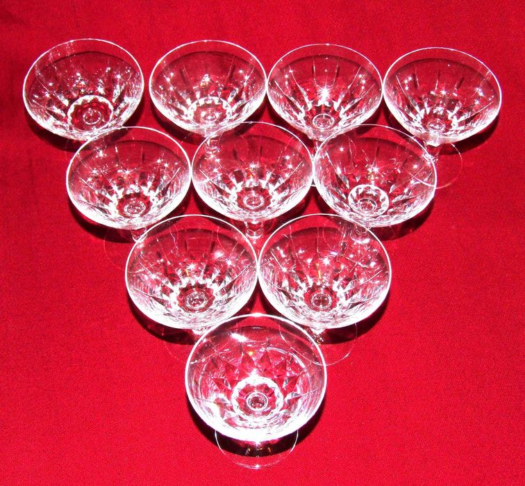 Serviciu 10 pahare de sampanie, cristal Bohemia autentic, nobile, NOI