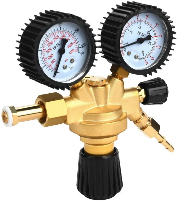 Reductor butelie AR/CO2 XD1822 pentru sudură, cu manometre, reglaj precis și debit maxim 32 L/min