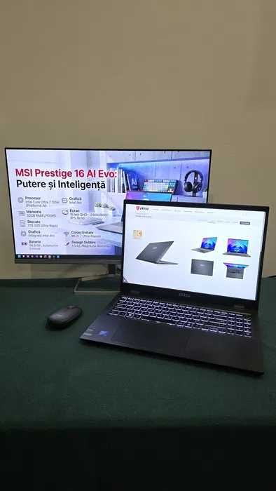 Laptop Premium MSI Prestige 16 AI Evo | Intel Ultra 7 | 32GB RAM | 1TB SSD | Ecran QHD+