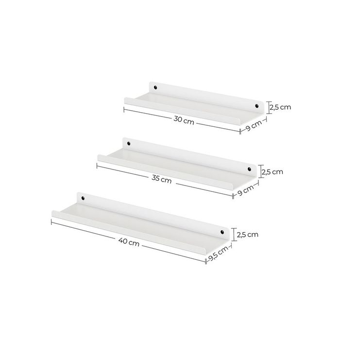 Комплект от 3 метални стенни рафта в индустриален стил