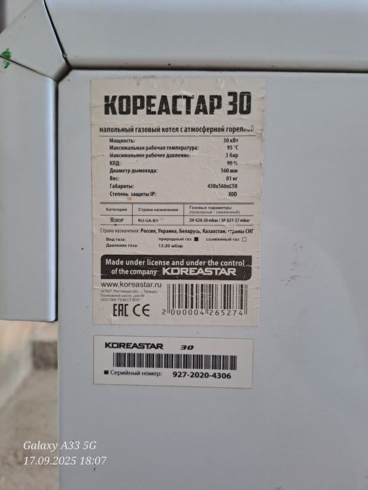 Газ котлы КОРЕАСТАР 30 (300 кВт)