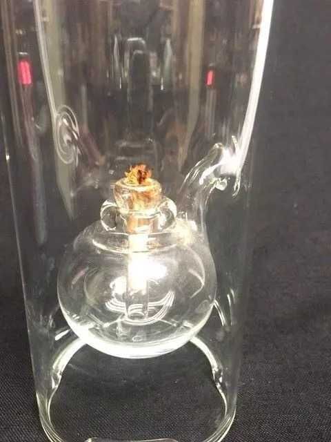 Цилиндрична маслена лампа, ръчно изработено стъкло.