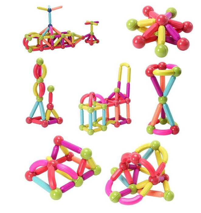 ДВА комплекта магнитни конструктора по 64 бр. всеки (128 бр.) за 35€ лв.