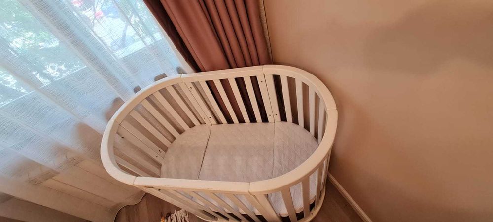 Patut bebe rotund/oval Mon Amie 9 in 1 alb Marvis