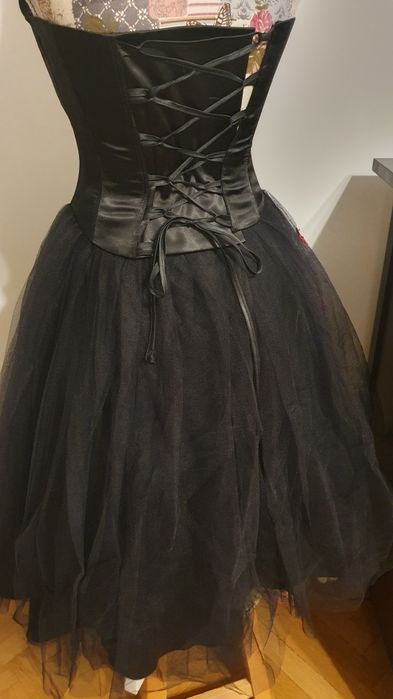 Rochie balerina tulle negru broderie aplicata