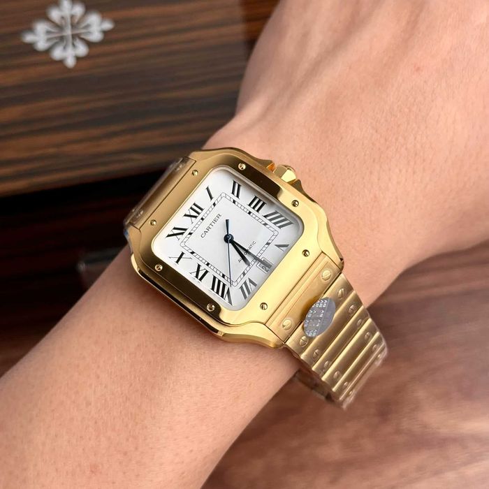 cartier santos 100 злато/ 42 мм