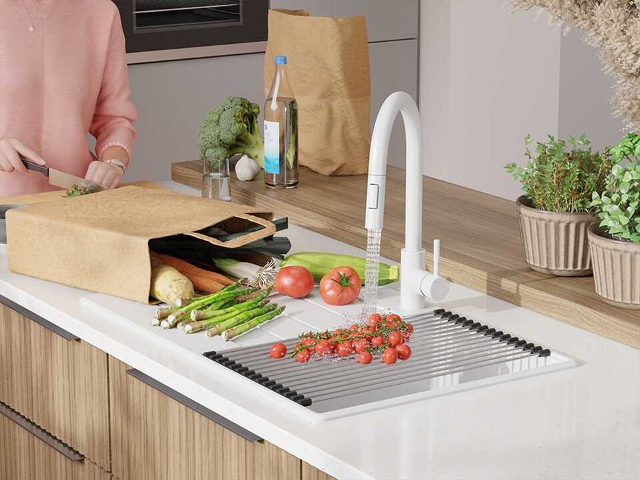 Кухненска Мивка от Гранит модел Копенхаген 900 x 500 Supreme - бял