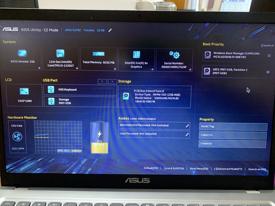 Asus laptop vivobook core i5 11 avlof