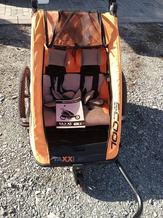 TaXXi Scool 2 Buggy Remorcă bicicletă portocalie  2 copii