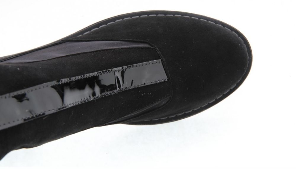 Като нови!Дамски боти естествен велур,лак и стреч 39н.