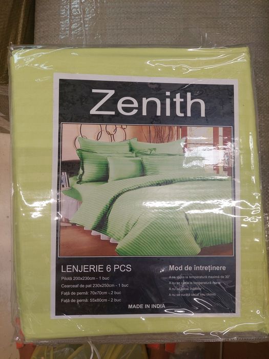 Lenjerie de pat 6 piese, din finet, verde