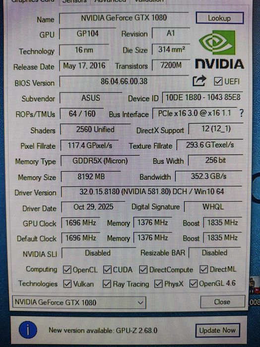 Видеокарта ASUS ROG Strix GTX 1080