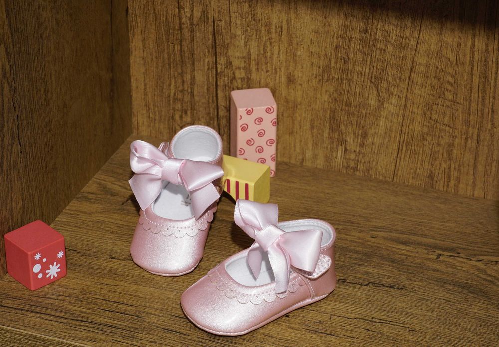 Balerini roz sidefat cu funda saten Mayoral marimea 16