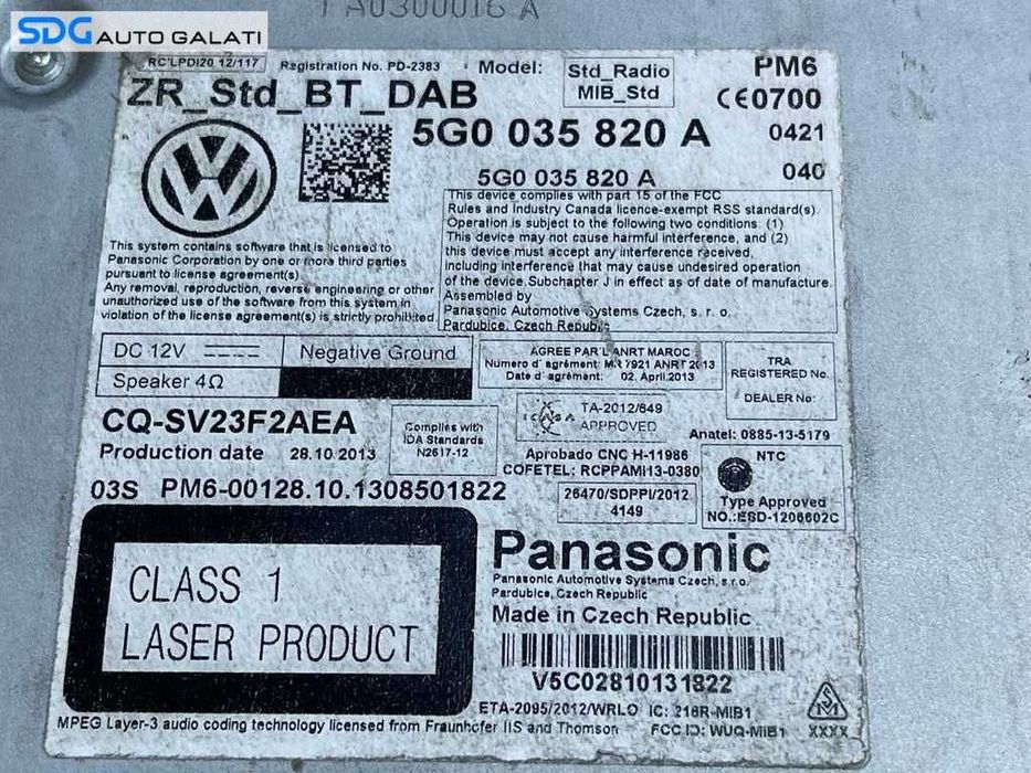 Unitate Modul Calculator Bluetooth Magazie CD - uri Slot Card SD VW Golf 7 2013 - 2017 Cod 5G0035820A [L5570]