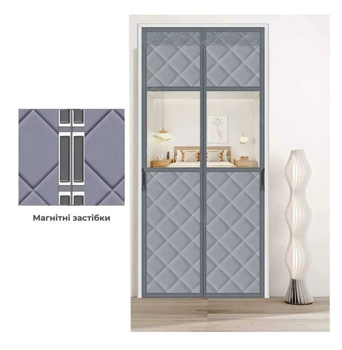 Магнитная тёплая штора на дверь с прозрачной вставкой 120×210, p3