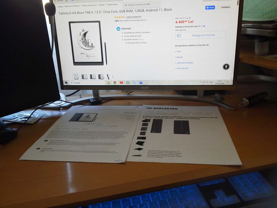 Tableta ONYX pentru Citit si Scris+Husa Pliabila