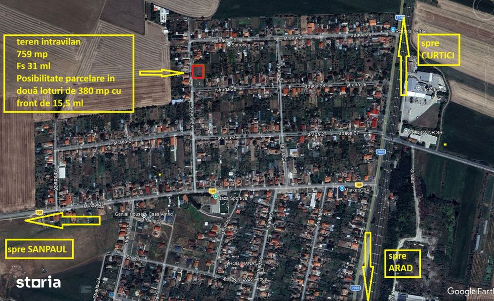 Teren intravilan 759 mp Șofronea fs.31ml,posibil parcelare  2 loturi