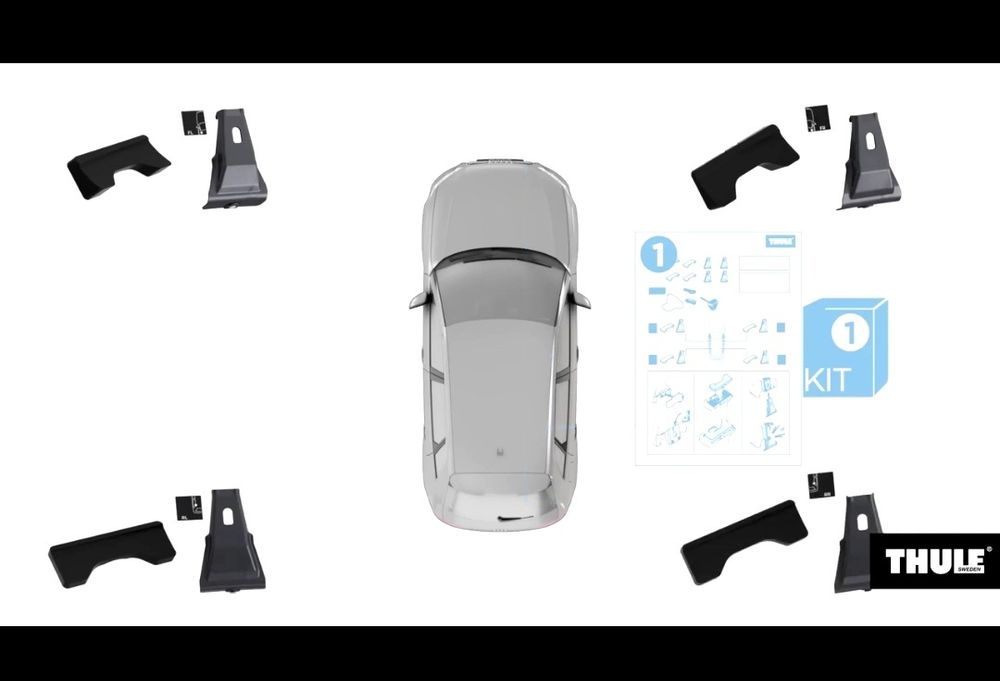 Thule Evo Clamp 7105  set 4 buc + kit prindere 145196.