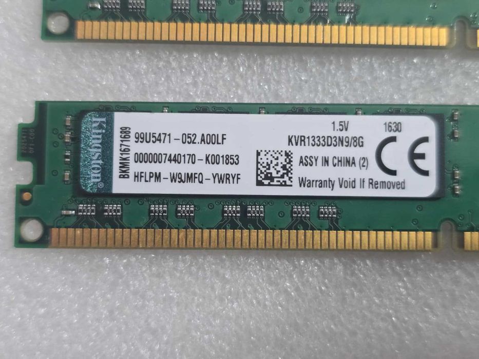 Kit Memorie RAM Kingston ValueRAM 16GB (2x8GB) DDR3 1333MHz CL9 1.5V KVR1333D3N9/8G