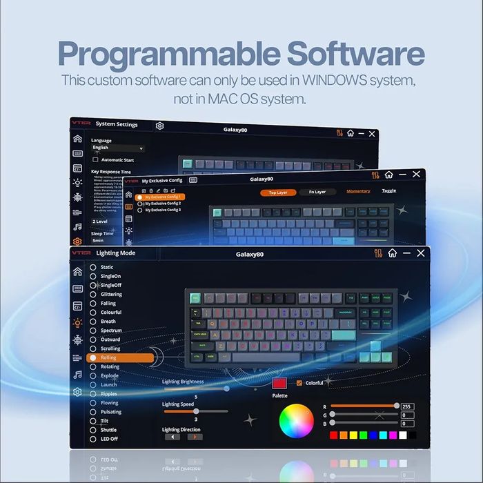База за механична клавиатура EPOMAKER x Feker Galaxy80 с подарък кабел
