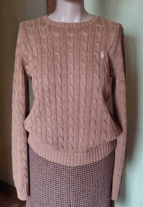 Pulover bej Ralph Lauren, bumbac 100%, marimea L