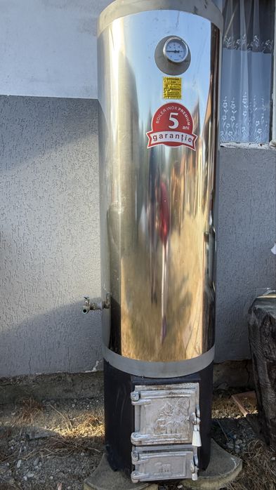 Boiler inox de baie cu focar pe lemne