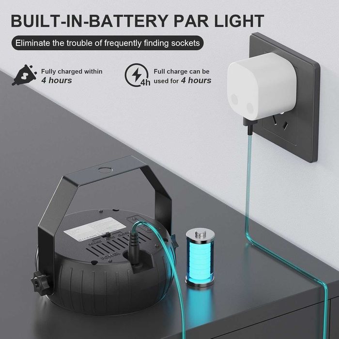 Set 4 Proiectoare Par LED RGB cu Acumulator si Telecomanda