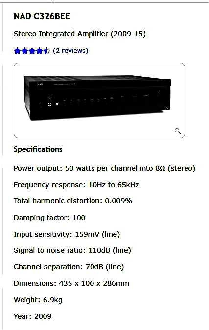 Vind amplificator de top  NAD C-326BEE,  negru, fara telecomanda