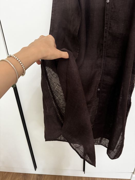 Длинная льняная рубашка massimo dutti