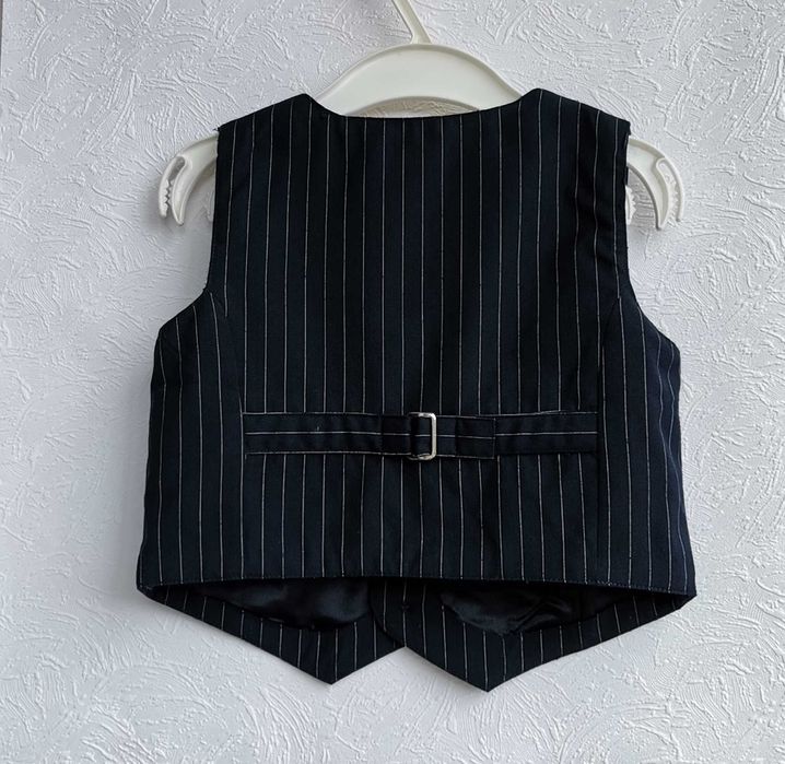 Vestă costum băiat H&M 9-12 luni Bleumarin închis cu dungi Ca nouă