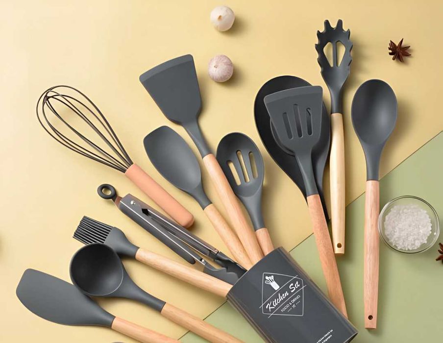 Набор кухонных принадлежностей, 12 предметов, силиконовые