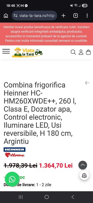 Vand frigider urgent