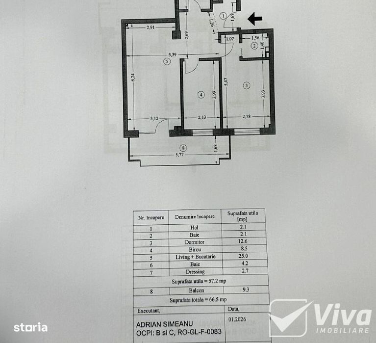 INTABULAT! ESQ Village 3! Ap 3 camere, 2 bai, 67 mp" etaj 1