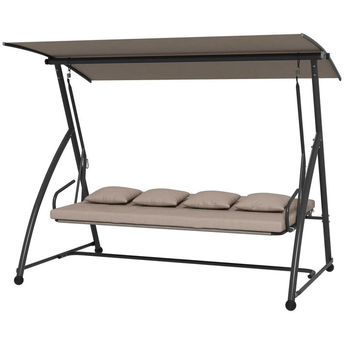 Градинска люлка Outsunny 2 в 1 с функция за накланяне, 3-местна