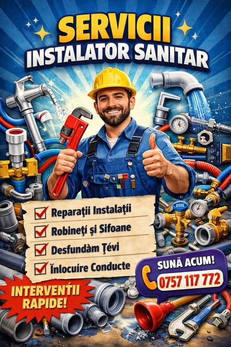 Desfund țevi și reparații instalații.