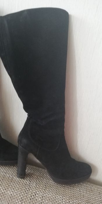 Cizme negre inalte dama piele intoarsa Manas lea Foscati italia