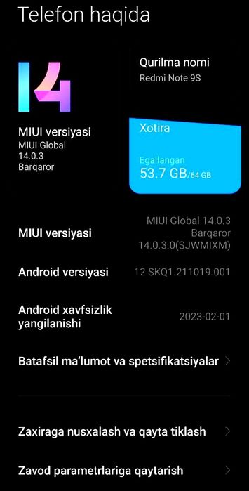 Redmi not 9s  sotiladi