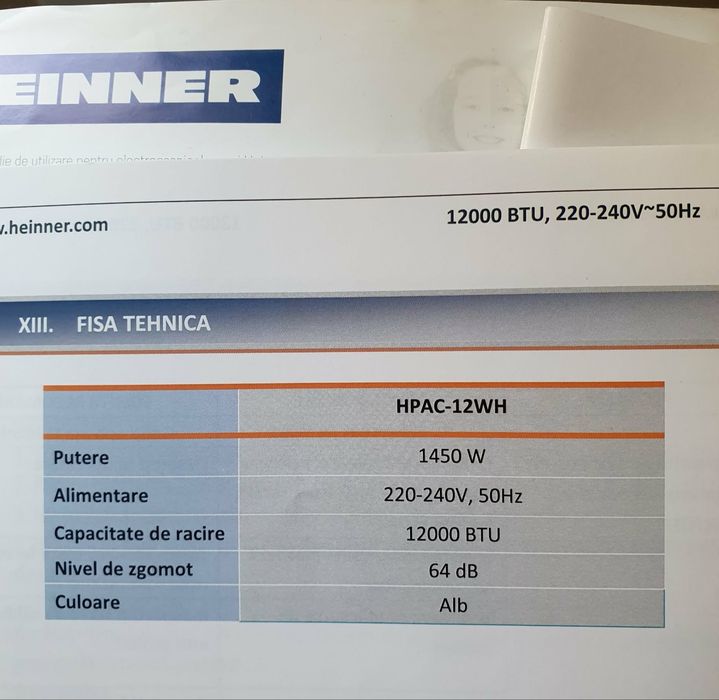 Aer conditionat portabil Heinner 12000 BTU