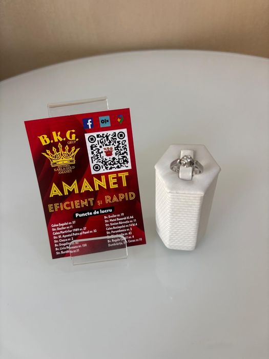Inel de aur alb 18k cu diamant Amanet BKG