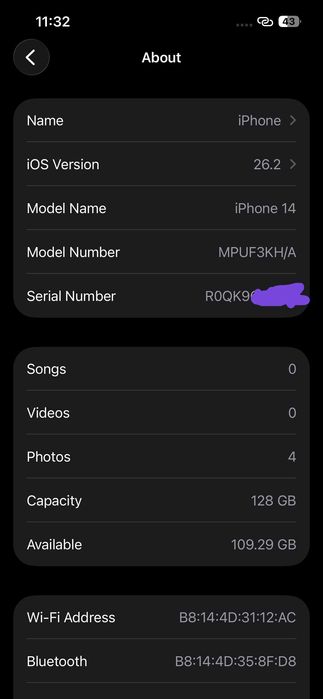 Iphone 14, 128gb, Yomkost 91%, holati a'lo darajada