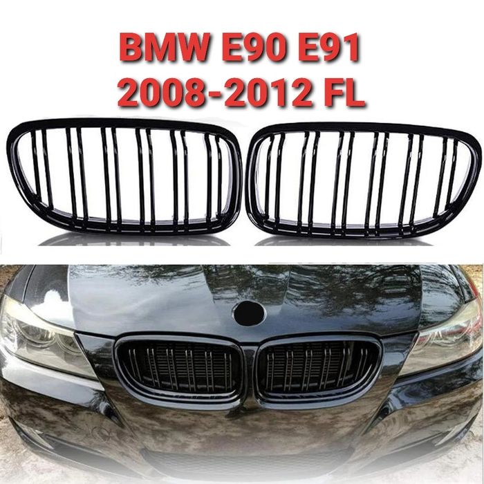 Grile Duble Bmw E90 E91 FL 2008-2012 Negru lucios