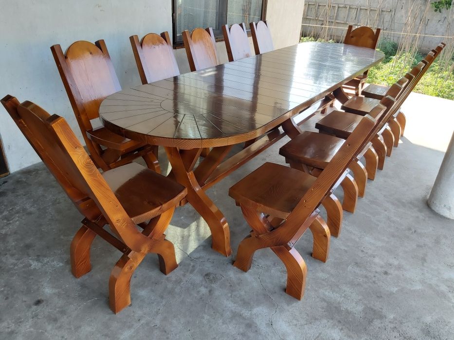 Set "Soreancă" Masa cu 12 scaune XL. Masa cu scaune pentru terasa