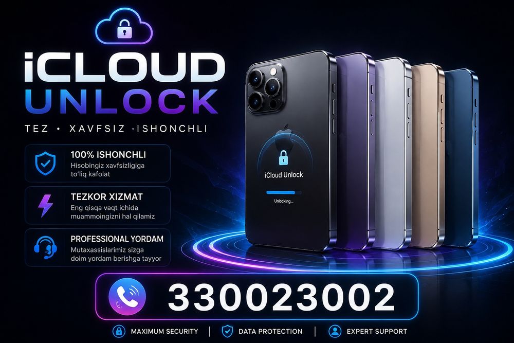 Разблокировка iCloud | Blokdan chiqarish | от XS до 17 pro max gacha