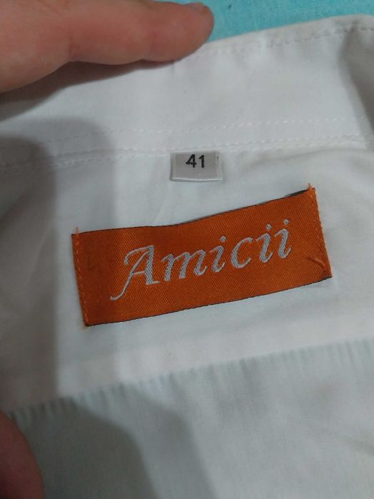 Cămașă Albă Clasică AMICII – Mânecă Lungă, Stil Office/Elegant, Mărimea 41 (L)
