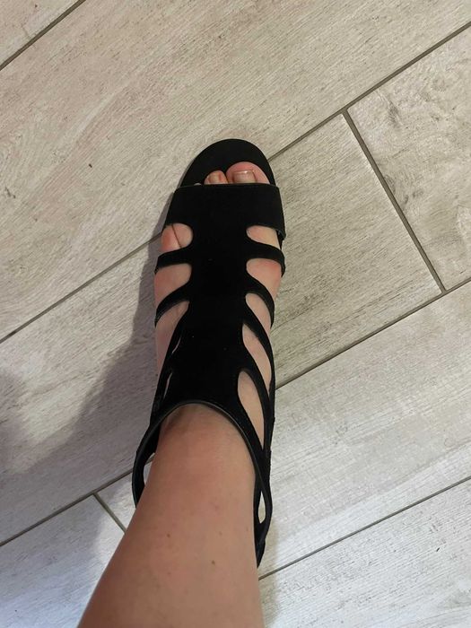 Дански сандали - черни - велур