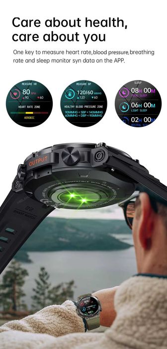 CEAS Smart Militar Ecran HD Apel Bluetooth, Mod Fitness Verde